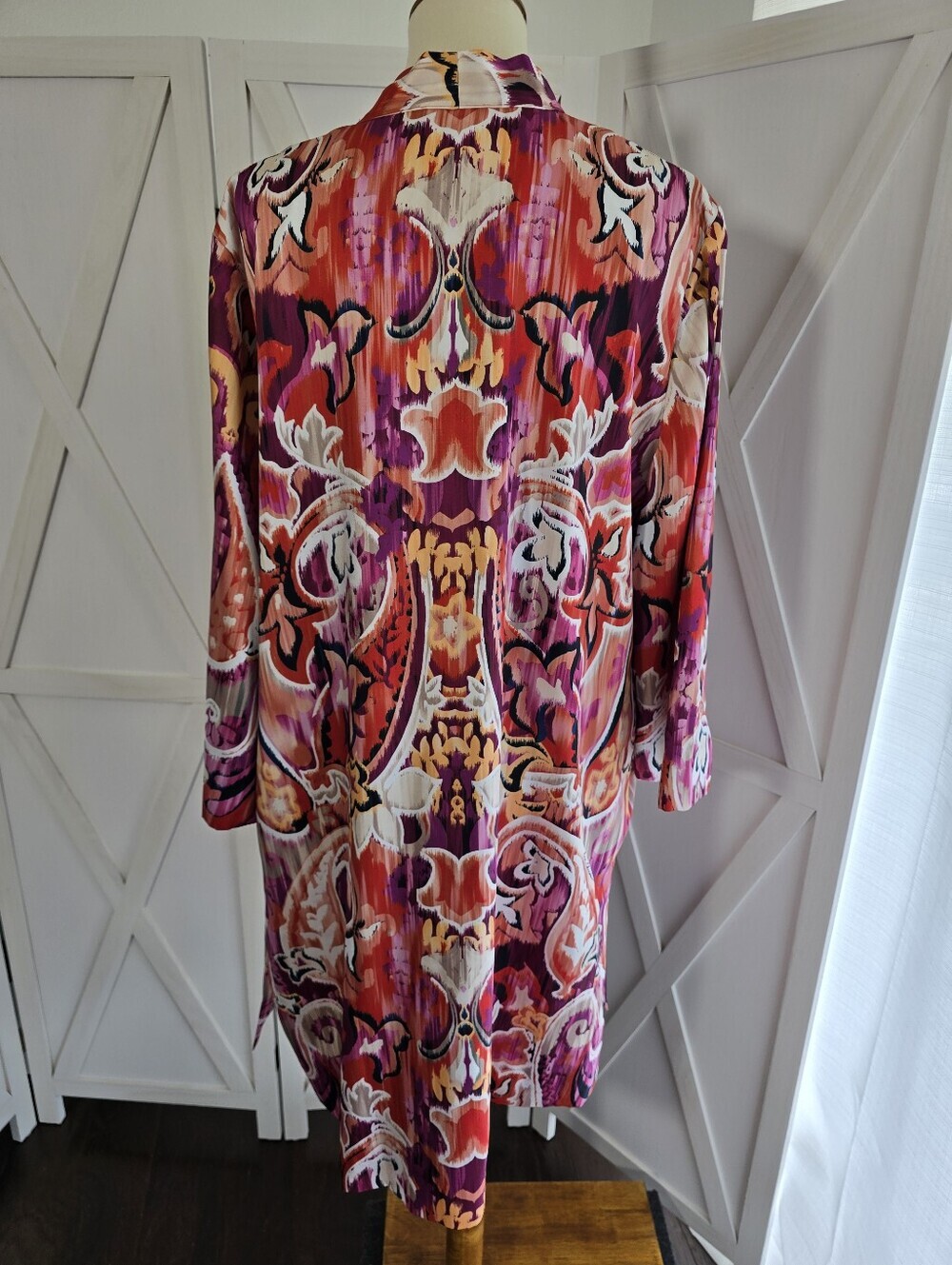 Chico's Multicolor Boho Paisley Duster, Cardigan, Kimono 3/4 Sleeve - Picture 8 of 12